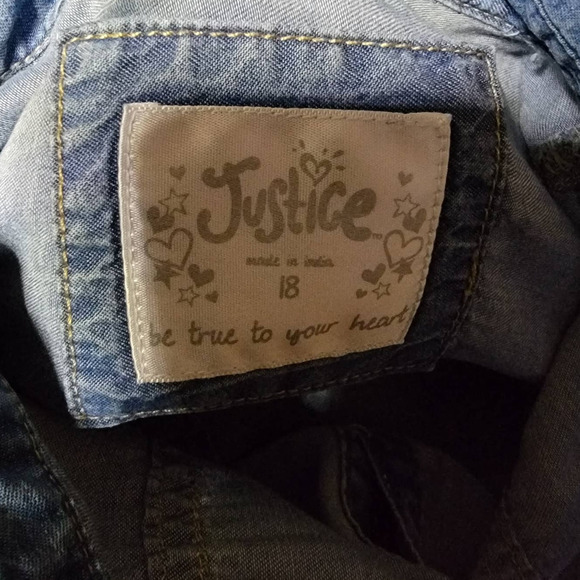 Justice denim blouse long sleeve sz 18 / XL - Picture 6 of 9